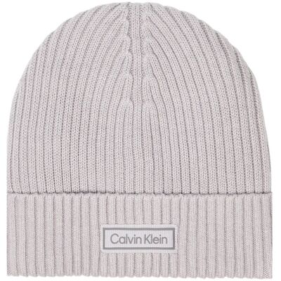 Calvin Patch Chunky Rib Cotton Beanie ONE SIZE SILVER SCONCE ONE SIZE Calvin Patch Chunky Rib Cotton Beanie ONE SIZE SILVER SCONCE ONE SIZE