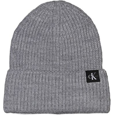 Calvin Monogram Rib Beanie L/XL GREY HEATHER L/XL Calvin Monogram Rib Beanie L/XL GREY HEATHER L/XL