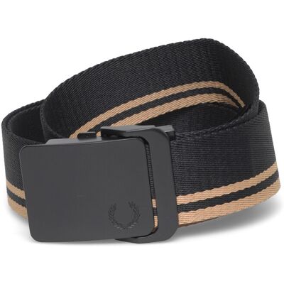 Fred Perry Tipped Webbing Belt S BLACK/CHAMPAGNE S Fred Perry Tipped Webbing Belt S BLACK/CHAMPAGNE S