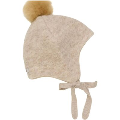 Huttelihut Bonnet Wool Alpaca Pompom 9-12M CAMEL MELANGE 9-12M Huttelihut Bonnet Wool Alpaca Pompom 9-12M CAMEL MELANGE 9-12M