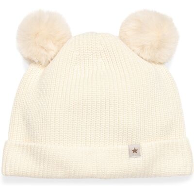 Huttelihut Hat Knit W. Pompoms 52\2-4Y ANTIQUE WHITE 52\2-4Y Huttelihut Hat Knit W. Pompoms 52\2-4Y ANTIQUE WHITE 52\2-4Y