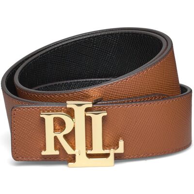 Lauren Ralph Lauren Logo Reversible Textured Wide Belt XS LAUREN TAN/BLACK XS Lauren Ralph Lauren Logo Reversible Textured Wide Belt XS LAUREN TAN/BLACK XS