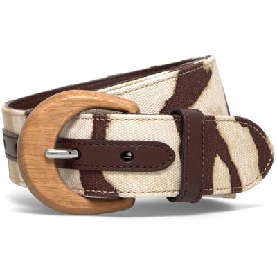 Lauren Ralph Lauren Zebra-Print Wood-Buckle Wide Belt S ZEBRA/DARK HICKOR S Lauren Ralph Lauren Zebra-Print Wood-Buckle Wide Belt S ZEBRA/DARK HICKOR S
