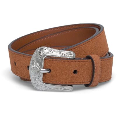 Lauren Ralph Lauren Tooled-Buckle Leather Belt XS LAUREN TAN XS Lauren Ralph Lauren Tooled-Buckle Leather Belt XS LAUREN TAN XS