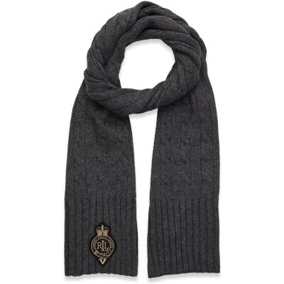 Lauren Ralph Lauren Crest-Patch Cable-Knit Scarf ONE SIZE CHARCOAL HEATHER ONE SIZE Lauren Ralph Lauren Crest-Patch Cable-Knit Scarf ONE SIZE CHARCOAL HEATHER ONE SIZE