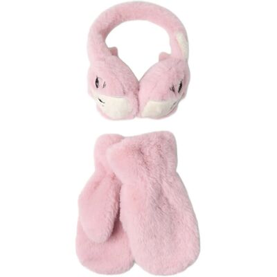 Lindex Fake Fur Mittens And Earmuffs 4-6 DUSTY PINK 4-6 Lindex Fake Fur Mittens And Earmuffs 4-6 DUSTY PINK 4-6