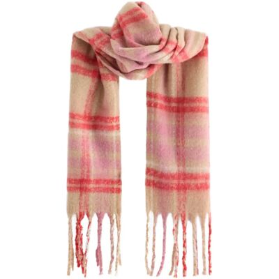 Lindex Scarf Big Fringe Check Wool Ve ONE SIZE DUSTY PINK ONE SIZE Lindex Scarf Big Fringe Check Wool Ve ONE SIZE DUSTY PINK ONE SIZE