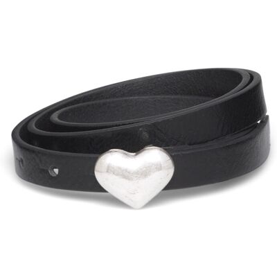 Mango Heart Skinny Belt M BLACK M Mango Heart Skinny Belt M BLACK M