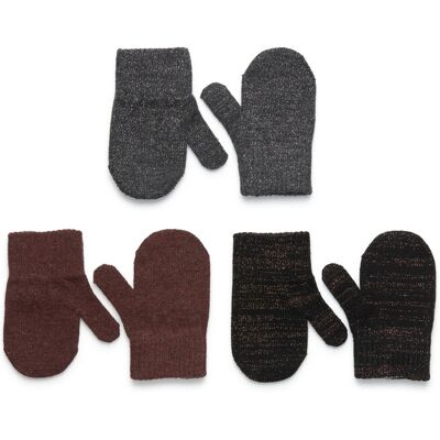 mikk-line Magic Mittens 3 Pack W. Lurex 2-4Y DARK MINK-BLACK-ANTRAZITE 2-4Y mikk-line Magic Mittens 3 Pack W. Lurex 2-4Y DARK MINK-BLACK-ANTRAZITE 2-4Y