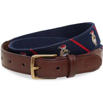 Polo Ralph Lauren Ribbon/Leather-Bear Belt-Blt-Med 38 NAVY MULTI 38 Polo Ralph Lauren Ribbon/Leather-Bear Belt-Blt-Med 38 NAVY MULTI 38