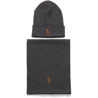Polo Ralph Lauren Rib-Knit Cotton Beanie & Scarf Gift Set ONE SIZE IRON GREY HEATHER ONE SIZE Polo Ralph Lauren Rib-Knit Cotton Beanie & Scarf Gift Set ONE SIZE IRON GREY HEATHER ONE SIZE