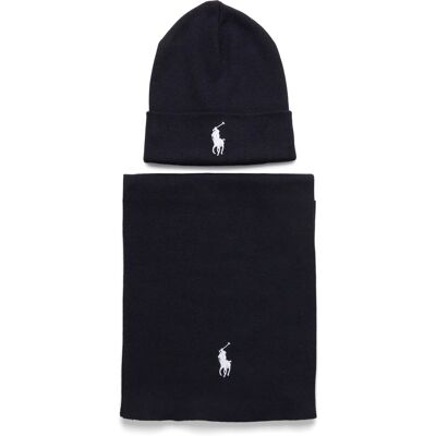 Polo Ralph Lauren Rib-Knit Cotton Beanie & Scarf Gift Set ONE SIZE NAVY HEATHER ONE SIZE Polo Ralph Lauren Rib-Knit Cotton Beanie & Scarf Gift Set ONE SIZE NAVY HEATHER ONE SIZE
