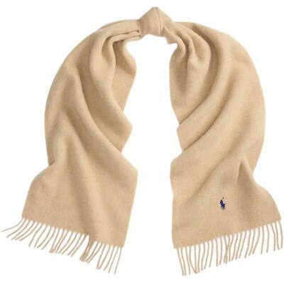 Polo Ralph Lauren Fringe-Trim Wool Scarf ONE SIZE BEIGE ONE SIZE Polo Ralph Lauren Fringe-Trim Wool Scarf ONE SIZE BEIGE ONE SIZE
