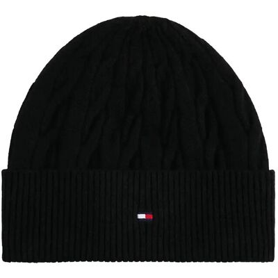 Tommy Hilfiger Th Flag Cable Knit Beanie ONE SIZE BLACK ONE SIZE Tommy Hilfiger Th Flag Cable Knit Beanie ONE SIZE BLACK ONE SIZE