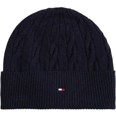 Tommy Hilfiger Th Flag Cable Knit Beanie ONE SIZE SPACE BLUE ONE SIZE Tommy Hilfiger Th Flag Cable Knit Beanie ONE SIZE SPACE BLUE ONE SIZE