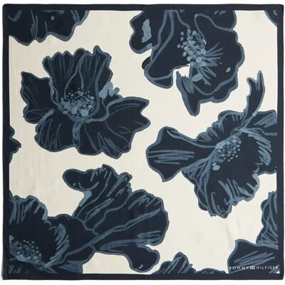 Tommy Hilfiger Th Flag Floral Silk Large Square ONE SIZE NAVY POPPY PRINT ONE SIZE Tommy Hilfiger Th Flag Floral Silk Large Square ONE SIZE NAVY POPPY PRINT ONE SIZE