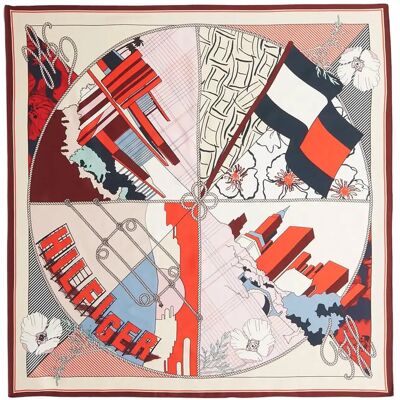 Tommy Hilfiger Th Flag Floral Silk Large Square ONE SIZE STORYTELLING PRINT ONE SIZE Tommy Hilfiger Th Flag Floral Silk Large Square ONE SIZE STORYTELLING PRINT ONE SIZE