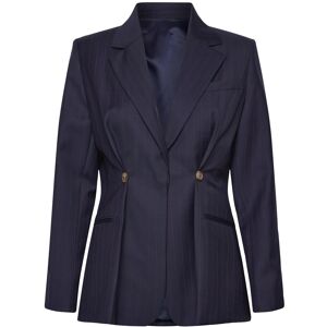 Malina Illiana Fitted Button Detailed Wool Blend Blazer 38 DARK BLUE PINSTRIPE 38 Malina Illiana Fitted Button Detailed Wool Blend Blazer 38 DARK BLUE PINSTRIPE 38