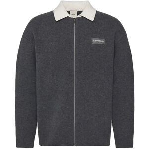 Calvin Ls Boiled 100% Merino Contrast C S MEDIUM GREY HTR S Calvin Ls Boiled 100% Merino Contrast C S MEDIUM GREY HTR S