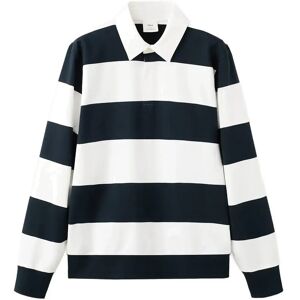 Mango Striped Polo Sweatshirt In 100% Cotton XL WHITE XL Mango Striped Polo Sweatshirt In 100% Cotton XL WHITE XL