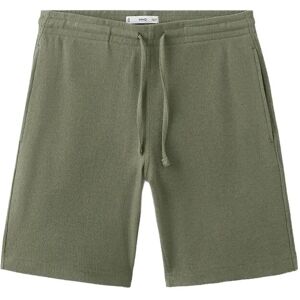 Mango Textured Cotton Bermuda Shorts With Drawstring M MEDIUM GREEN M Mango Textured Cotton Bermuda Shorts With Drawstring M MEDIUM GREEN M