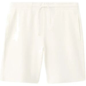 Mango Textured Cotton Bermuda Shorts With Drawstring L WHITE L Mango Textured Cotton Bermuda Shorts With Drawstring L WHITE L