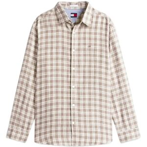 Tommy Jeans Tjm Rlx Linen Blend Check Shirt XXL IVY MINK SMALL CHECK XXL Tommy Jeans Tjm Rlx Linen Blend Check Shirt XXL IVY MINK SMALL CHECK XXL