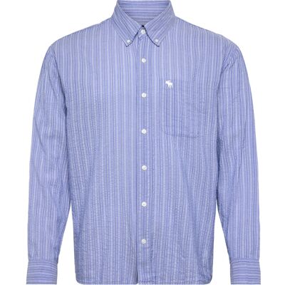 Abercrombie & Fitch Ls Icon Curved Hem Seersucker Poplin XS 205 XS Abercrombie & Fitch Ls Icon Curved Hem Seersucker Poplin XS 205 XS