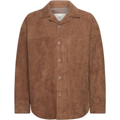 AMI Leather Overshirt S 216 : NOISETTE S AMI Leather Overshirt S 216 : NOISETTE S