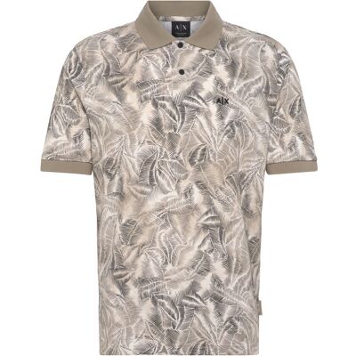 Giorgio Armani Polo Shirt M CREAM LEAF ALLOVER B M Giorgio Armani Polo Shirt M CREAM LEAF ALLOVER B M