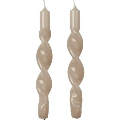 Broste Copenhagen Twist Taper Candle H:23CM LINEN H:23CM Broste Copenhagen Twist Taper Candle H:23CM LINEN H:23CM
