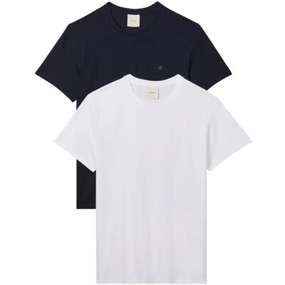 Calvin Ss Stretch Cotton Slim Tee 2Pk L BRIGHT WHITE DARK SAPPHIRE L Calvin Ss Stretch Cotton Slim Tee 2Pk L BRIGHT WHITE DARK SAPPHIRE L