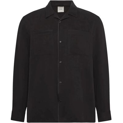 Calvin Ls Glossy Camp Collar Easy Shirt M BLACK M Calvin Ls Glossy Camp Collar Easy Shirt M BLACK M