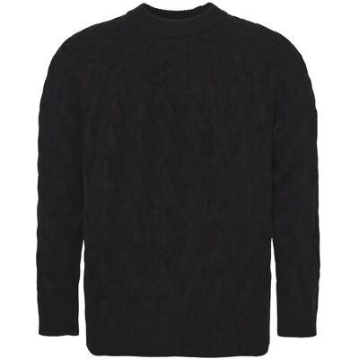 Calvin Ls Lambswool Blend Cable Crewnk M BLACK M Calvin Ls Lambswool Blend Cable Crewnk M BLACK M