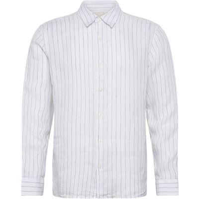 Calvin Ls Yd Pinstripe Linen Classic Sh M BRILLIANT WHITE M Calvin Ls Yd Pinstripe Linen Classic Sh M BRILLIANT WHITE M