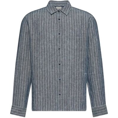Calvin Ls Yd Pinstripe Linen Classic Sh M NAVY STONE M Calvin Ls Yd Pinstripe Linen Classic Sh M NAVY STONE M