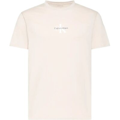 Calvin Ss 30S Micro Monologo Tee XS OATMEAL XS Calvin Ss 30S Micro Monologo Tee XS OATMEAL XS