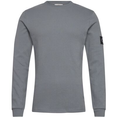 Calvin Badge Waffle Ls Tee M STEEL GRAY M Calvin Badge Waffle Ls Tee M STEEL GRAY M