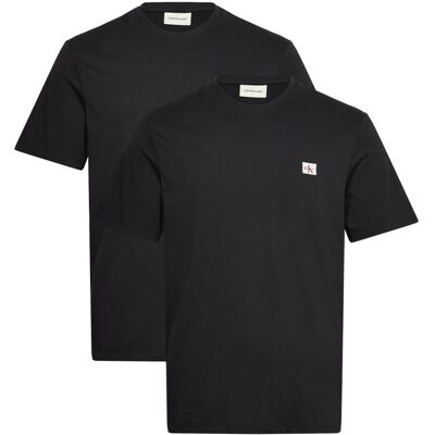 Calvin Ss Woven Label Tee 2Pk XS BLACK/BLACK XS Calvin Ss Woven Label Tee 2Pk XS BLACK/BLACK XS