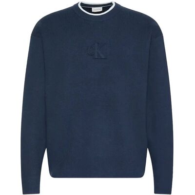 Calvin Ls Embossed Logo Crewnk Sweater XL DARK SAPPHIRE XL Calvin Ls Embossed Logo Crewnk Sweater XL DARK SAPPHIRE XL