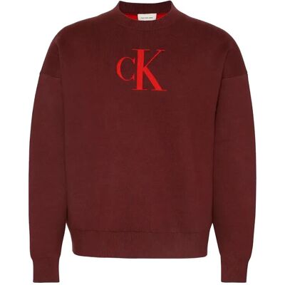 Calvin Ls Cttn Cashmere 3D Logo Crwnk S L CHERRY MAHOGANY L Calvin Ls Cttn Cashmere 3D Logo Crwnk S L CHERRY MAHOGANY L