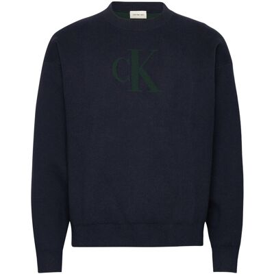 Calvin Ls Cttn Cashmere 3D Logo Crwnk S L DARK SAPPHIRE L Calvin Ls Cttn Cashmere 3D Logo Crwnk S L DARK SAPPHIRE L