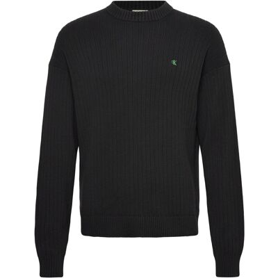 Calvin Ls Vertical Texture Cttn Crewnk XL BLACK XL Calvin Ls Vertical Texture Cttn Crewnk XL BLACK XL