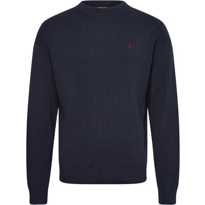 Calvin Ls Vertical Texture Cttn Crewnk XL DARK SAPPHIRE XL Calvin Ls Vertical Texture Cttn Crewnk XL DARK SAPPHIRE XL