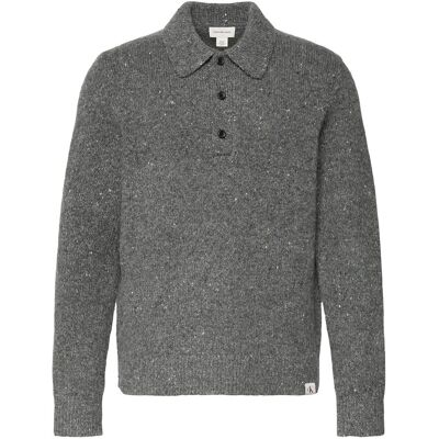 Calvin Ls Nep Yarn Polo Sweater 3Gg S MEDIUM GREY NEPS S Calvin Ls Nep Yarn Polo Sweater 3Gg S MEDIUM GREY NEPS S