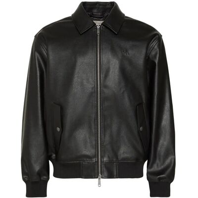 Calvin Ls Faux Leather Bomber Jacket XS BLACK XS Calvin Ls Faux Leather Bomber Jacket XS BLACK XS