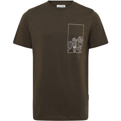 Casual Friday Cfansgar Tee With Chect Print S BLACK OLIVE S Casual Friday Cfansgar Tee With Chect Print S BLACK OLIVE S