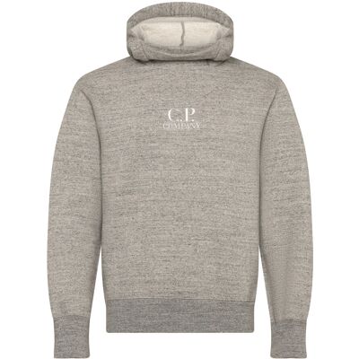 C.P. Company Logo Embroidered Cotton Hoodie XS GREYSTONE MELANGE XS C.P. Company Logo Embroidered Cotton Hoodie XS GREYSTONE MELANGE XS