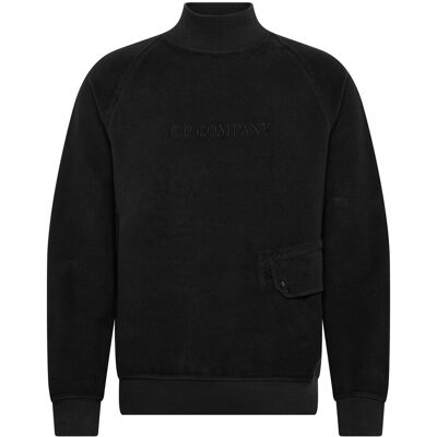 C.P. Company Reverse Brushed & Emerized Diagonal Fleece Mixed Funnel Neck L BLACK SAND L C.P. Company Reverse Brushed & Emerized Diagonal Fleece Mixed Funnel Neck L BLACK SAND L