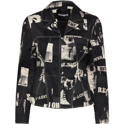 Desigual Blazer Newspaper B XS 2006 GRIS OSCURO XS Desigual Blazer Newspaper B XS 2006 GRIS OSCURO XS